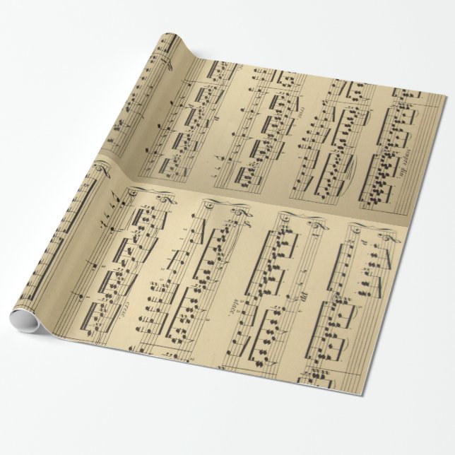 Vintage Music Sheet Wrapping Paper (Unrolled)