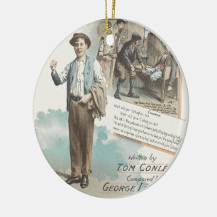 Vintage Music Song Sheet Poor Callaghan Chorus Ceramic Tree Decoration