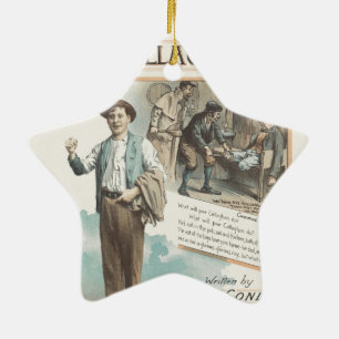 Vintage Music Song Sheet Poor Callaghan Chorus Ceramic Tree Decoration