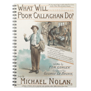 Vintage Music Song Sheet Poor Callaghan Chorus Notebook