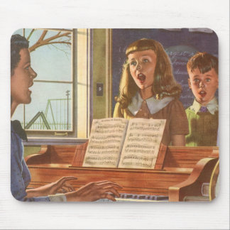 Vintage Music Teacher Teaching Students to Sing Mouse Mat