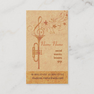 Vintage Music Trompet Horn School Band Player Business Card