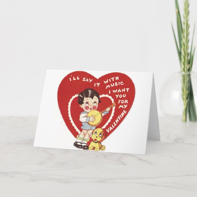 Vintage Music Valentine's Day Greeting Card (Front)