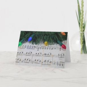vintage music with Christmas lights Holiday Card