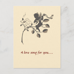 Vintage musical angel silhouette postcard