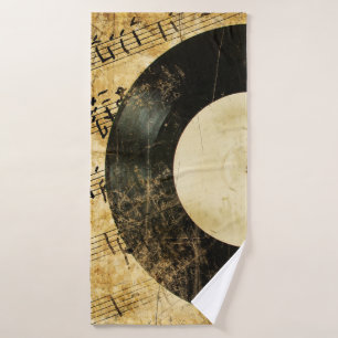vintage musical background bath towel