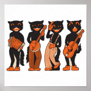 Vintage Musical Cats Poster