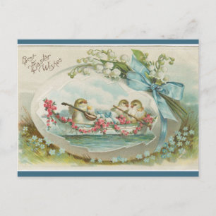 Vintage Musical Chicks in Egg Easter Postcard
