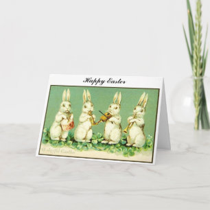 Vintage Musical Easter bunnies Holiday Card