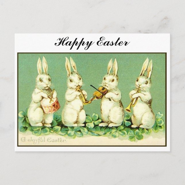 Vintage Musical Easter bunnies Holiday Postcard (Front)