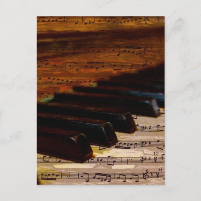 Vintage Musical Notes and Piano Postcard (Front)