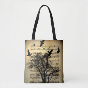 Vintage Musical Notes Art Tote Bag