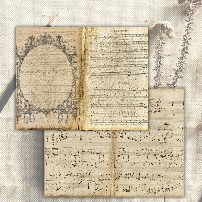 Vintage Musical Notes Old Paper Junk Journal Page  (Creator Uploaded)