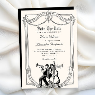 Vintage musical wedding save the date