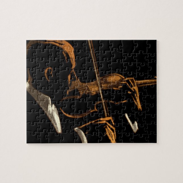 Vintage Musician, Violinist Playing Violin Music Jigsaw Puzzle (Horizontal)