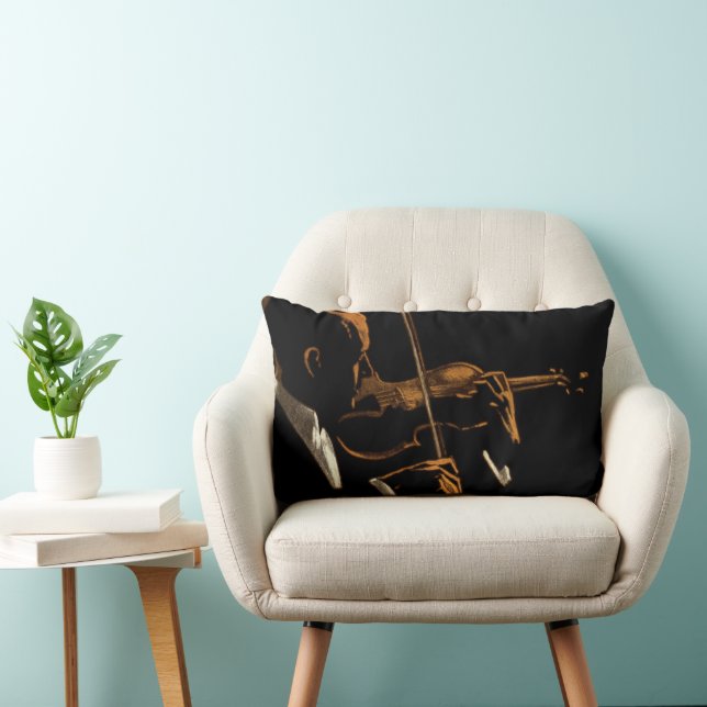 Vintage Musician, Violinist Playing Violin Music Lumbar Cushion (Chair)