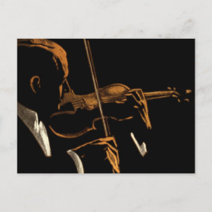 Vintage Musician, Violinist Playing Violin Music Postcard
