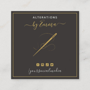 Vintage Mustard Needle &Thread Social Media Modern Square Business Card