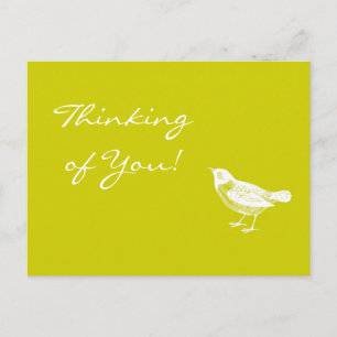 Vintage Mustard Yellow Bird Thinking of You Card