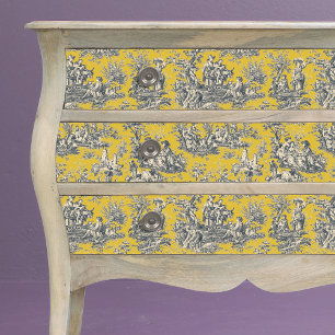 Vintage Mustard Yellow Floral Toile de Jouy Tissue Paper