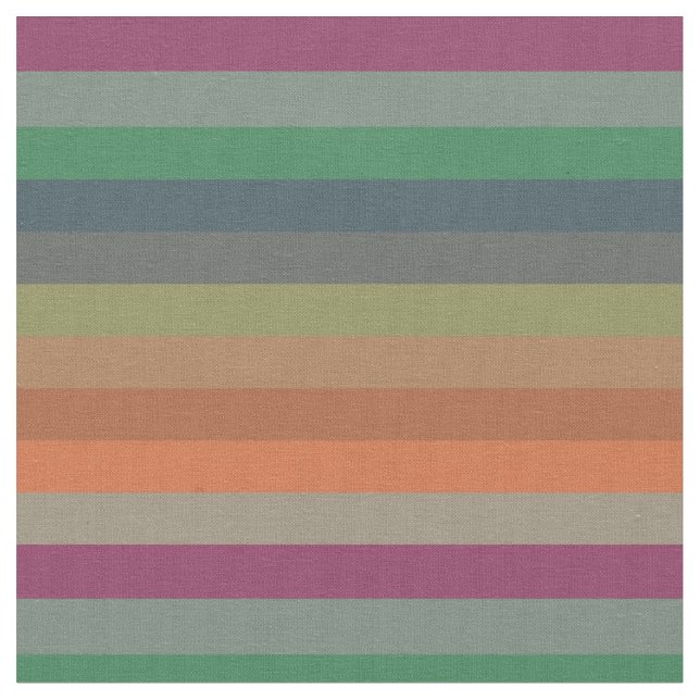 Vintage Muted Earthtone Horizontal Stripe Pattern Fabric (Close Up)