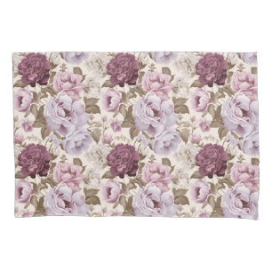 Vintage muted floral design pillowcase
