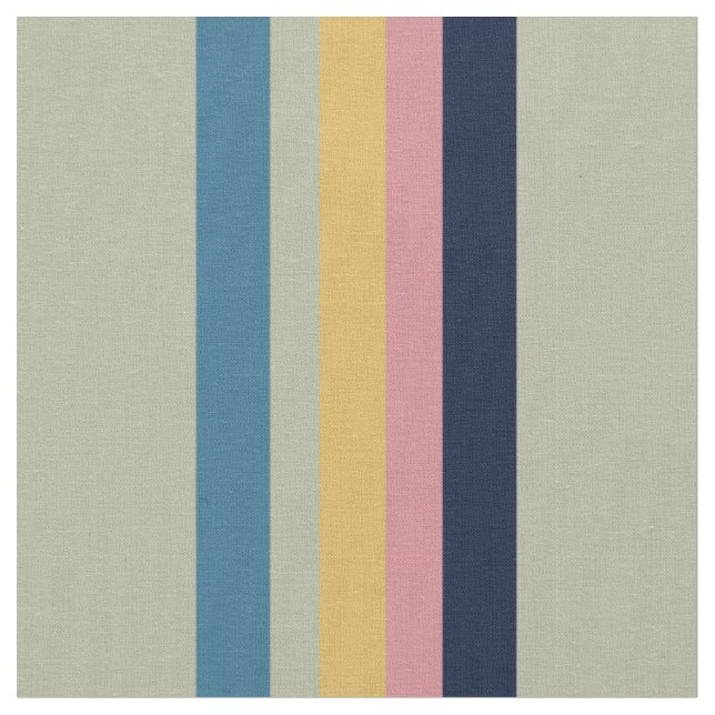 Vintage Muted Rainbow Stripes Fabric (Close Up)