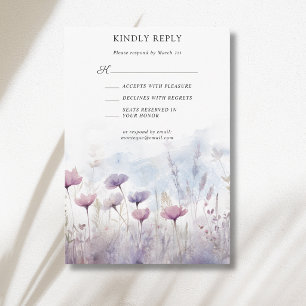 Vintage Muted Winter Wildflower Meadow Wedding RSVP Card