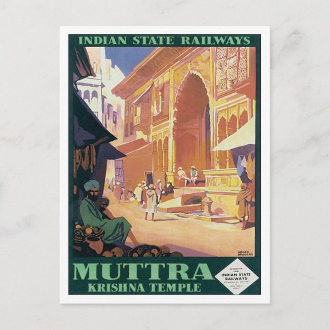 Vintage Muttra Krishna Temple India Postcard (Front)