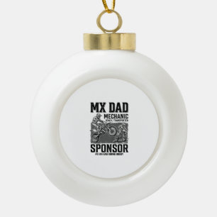 Vintage MX Dad Motocross Riding Buddy Shirt Design Ceramic Ball Christmas Ornament