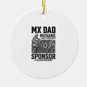 Vintage MX Dad Motocross Riding Buddy Shirt Design Ceramic Tree Decoration