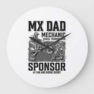 Vintage MX Dad Motocross Riding Buddy Shirt Design Large Clock