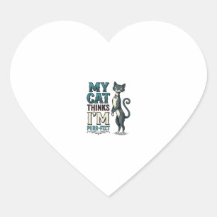 Vintage My Cat Thinks I’m Purr-Fect Cat Heart Sticker