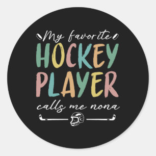 Vintage My Favorite Hockey Player Calls Me Nona Classic Round Sticker