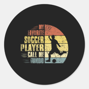 Vintage My Favorite Soccer Player Calls Me Grandda Classic Round Sticker