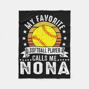 Vintage My Favorite Softll Player Calls Me Nona  Fleece Blanket