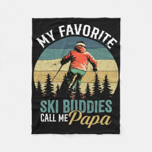 Vintage My Favourite Ski Buddies Call Me Papa Fath Fleece Blanket