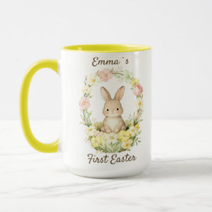 Vintage My First Easter Bunny Floral Wreath Mug