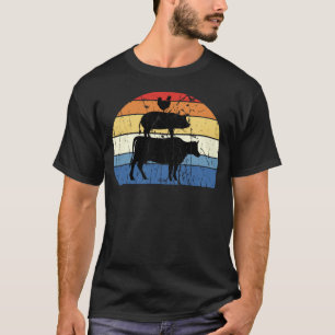 Vintage My Food Pyramid Carnivore Meat Eater Pig C T-Shirt