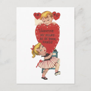Vintage My Heart In Your Hands Valentine Holiday Postcard