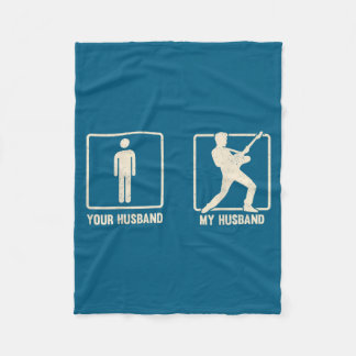 Vintage my husband plays guitar music lover Design Fleece Blanket