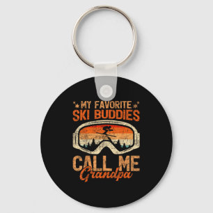 Vintage My Ski Buddies Call Me Grandpa Skiing Fath Key Ring