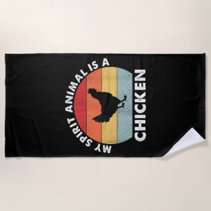 Vintage My Spirit Animal Is a Chicken Beach Towel