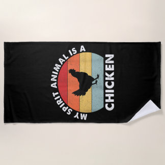 Vintage My Spirit Animal Is a Chicken Beach Towel