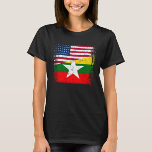 Vintage Myanmar Burma And American With Flag Cool T-Shirt