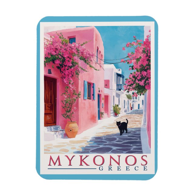 Vintage Mykonos, Greek Magnet (Vertical)