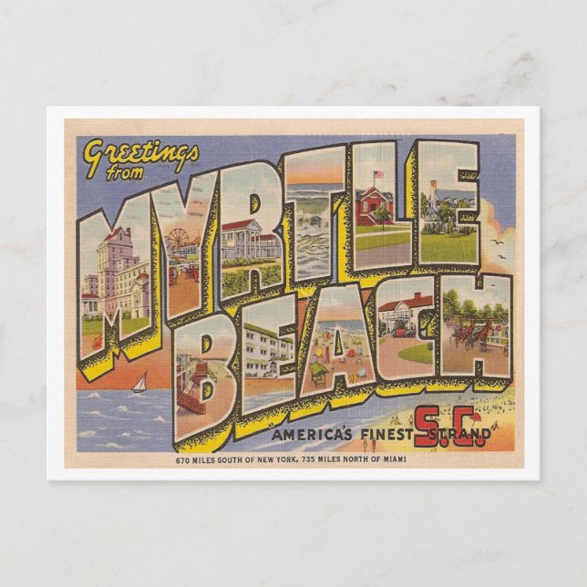 Vintage Myrtle Beach Postcard (Front)