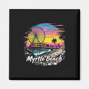 Vintage Myrtle Beach South Carolina Sunset Skyline Magnet