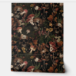 Vintage Mystic Skull And Dark Forest Garden  Wallpaper
