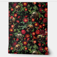 Vintage Mystic Skull And Roses Garden
